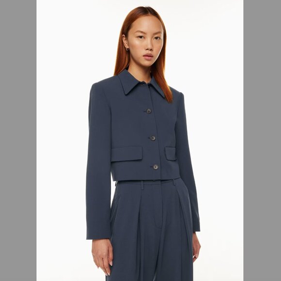 Aritzia Babaton Frances Jacket Blue Total Eclipse Size XL | Button Front Blazer - Picture 1 of 14